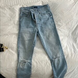 MOTHER Blue Skinny Jeans Distressed Style